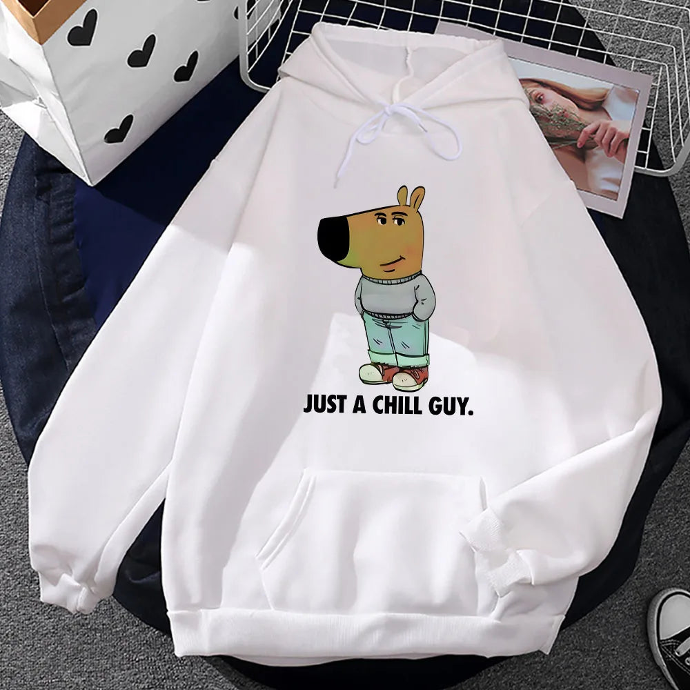 Just A Chill Guy Printing Hoodies Sudaderas Unisex Funny Cartoon Graphic Sweatshirts Long Sleeve Men/Women Winter Pullovers Male