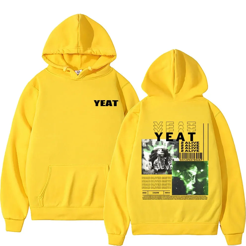 Rapper Yeat 2 Alive Music Album Graphic Hoodie Autumn Winter Men Women Hip Hop Oversized Sweatshirt Male Fashion Casual Hoodies