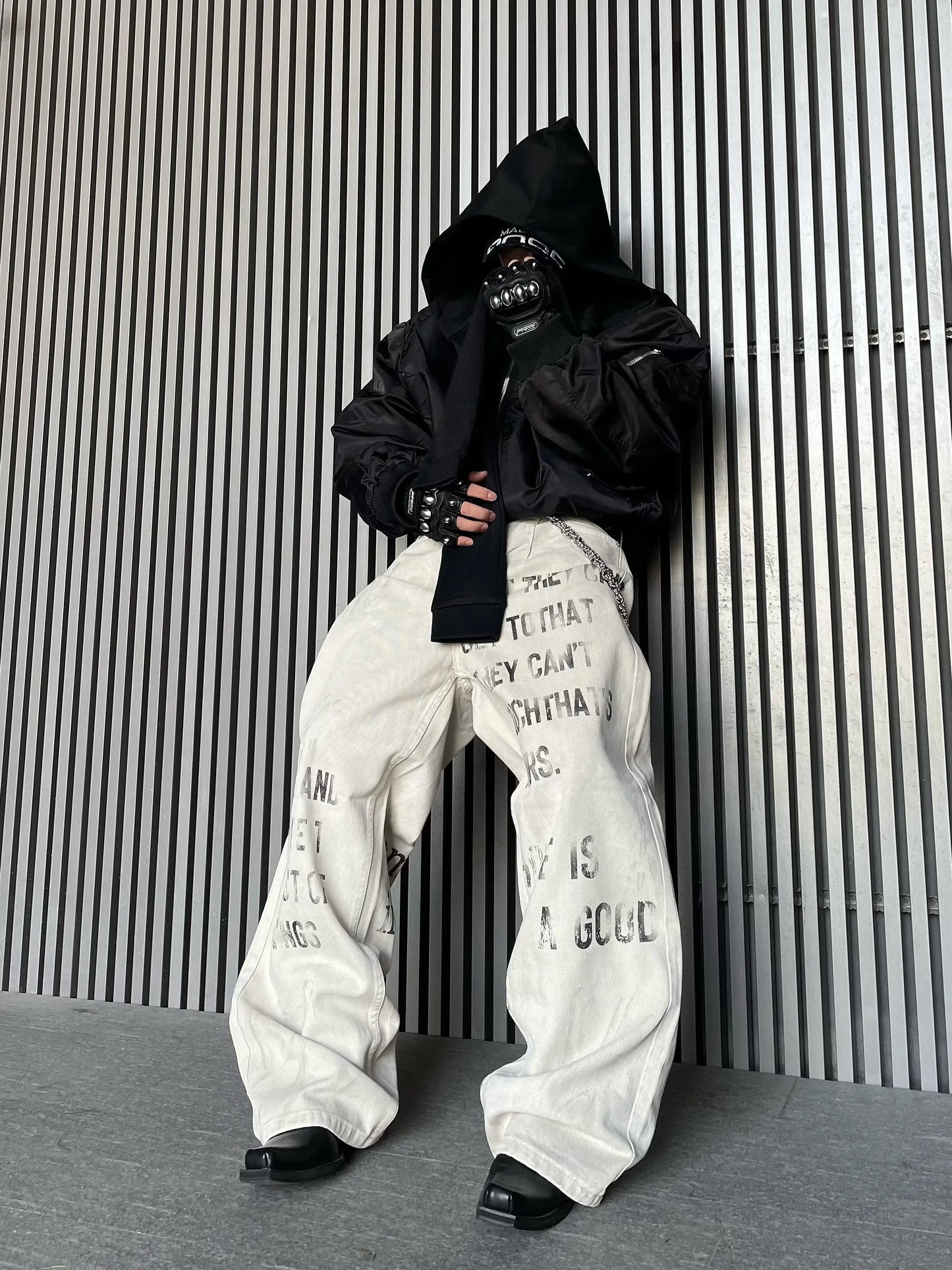 Uncledonjm Letter Print Dirty Jeans Men High Street Y2k Men’s Jeans Harajuku Baggy Jeans