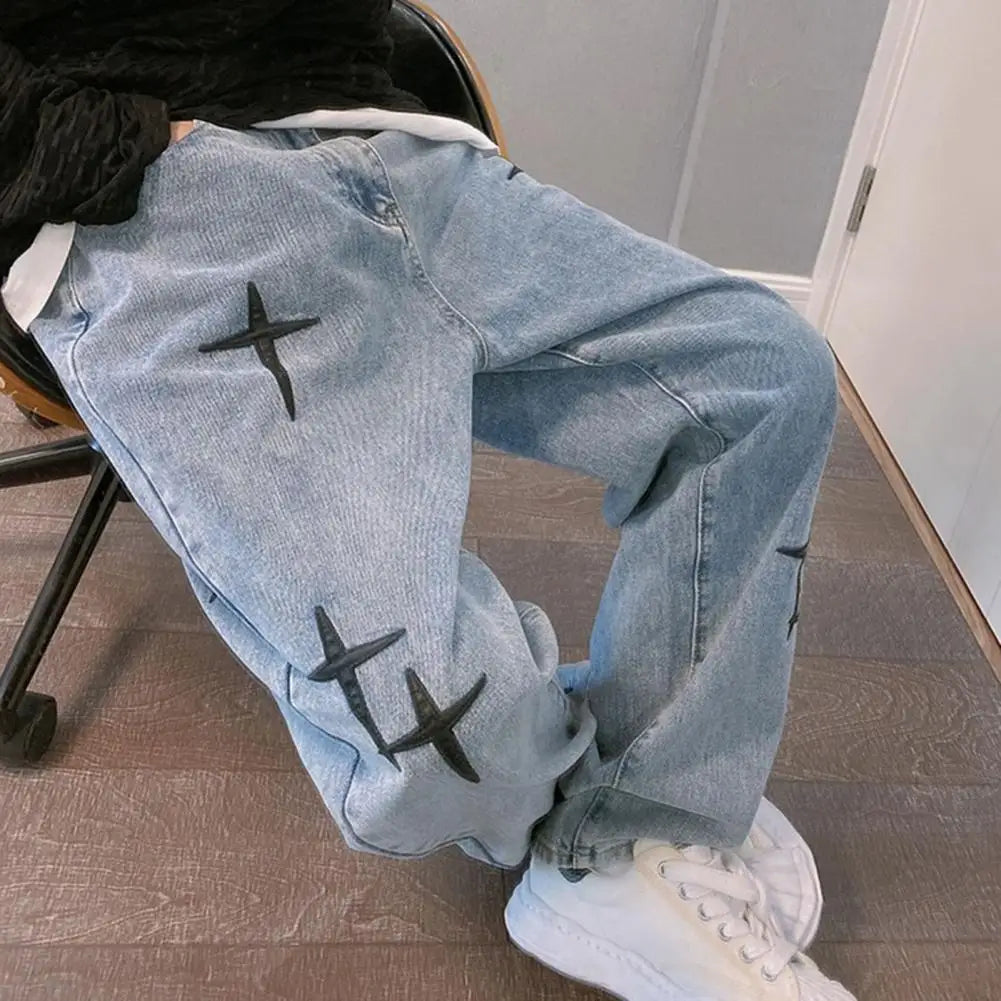 Wide Leg Cargo Pants 2023 Streetwear Baggy men Jeans Spring Autumn Men Korean Fashion Loose Straight Male Brand Clothing Black