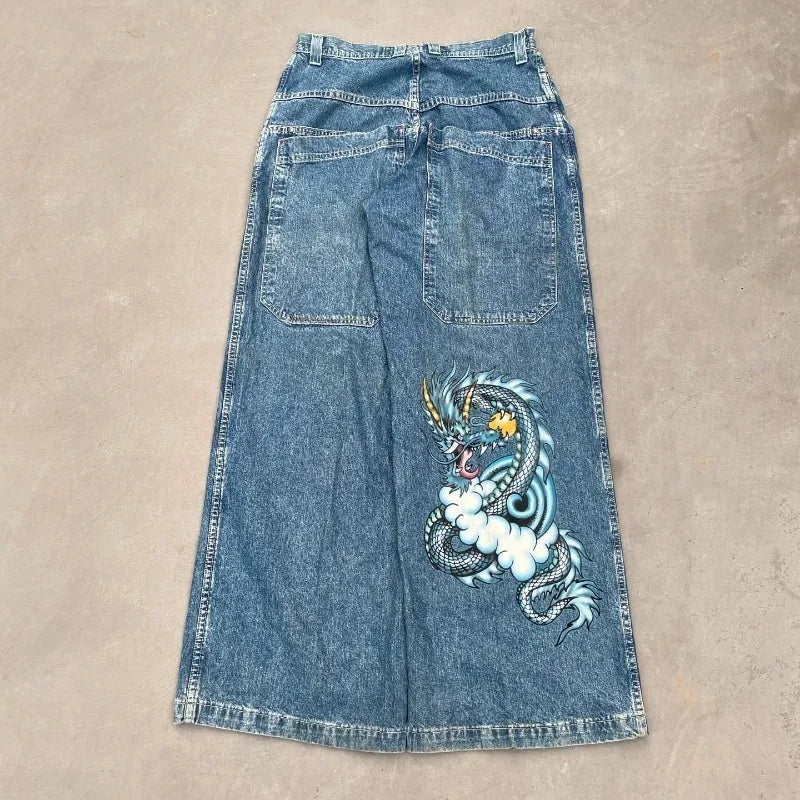 Y2K Jeans men vintage Embroidered Pattern American high quality Baggy jeans Hip Hop Harajuku streetwear men women wide leg jeans