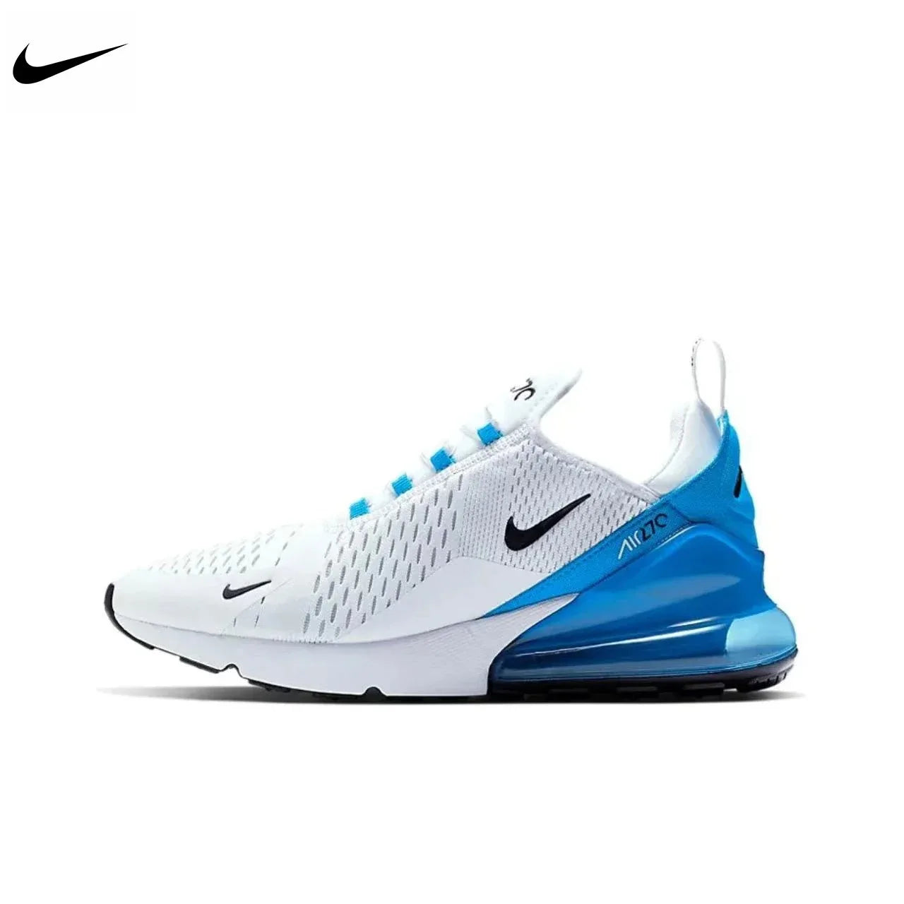 Nike Air Max 270 Mesh Shock Absorption Non-Slip Abrasion Resistant Low Top Air Cushion Running Shoes Unisex Black & White