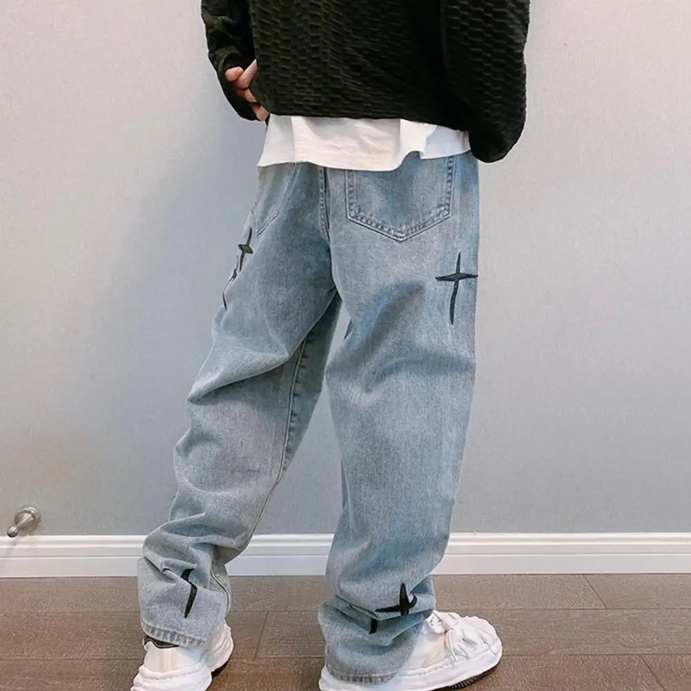 Wide Leg Cargo Pants 2023 Streetwear Baggy men Jeans Spring Autumn Men Korean Fashion Loose Straight Male Brand Clothing Black