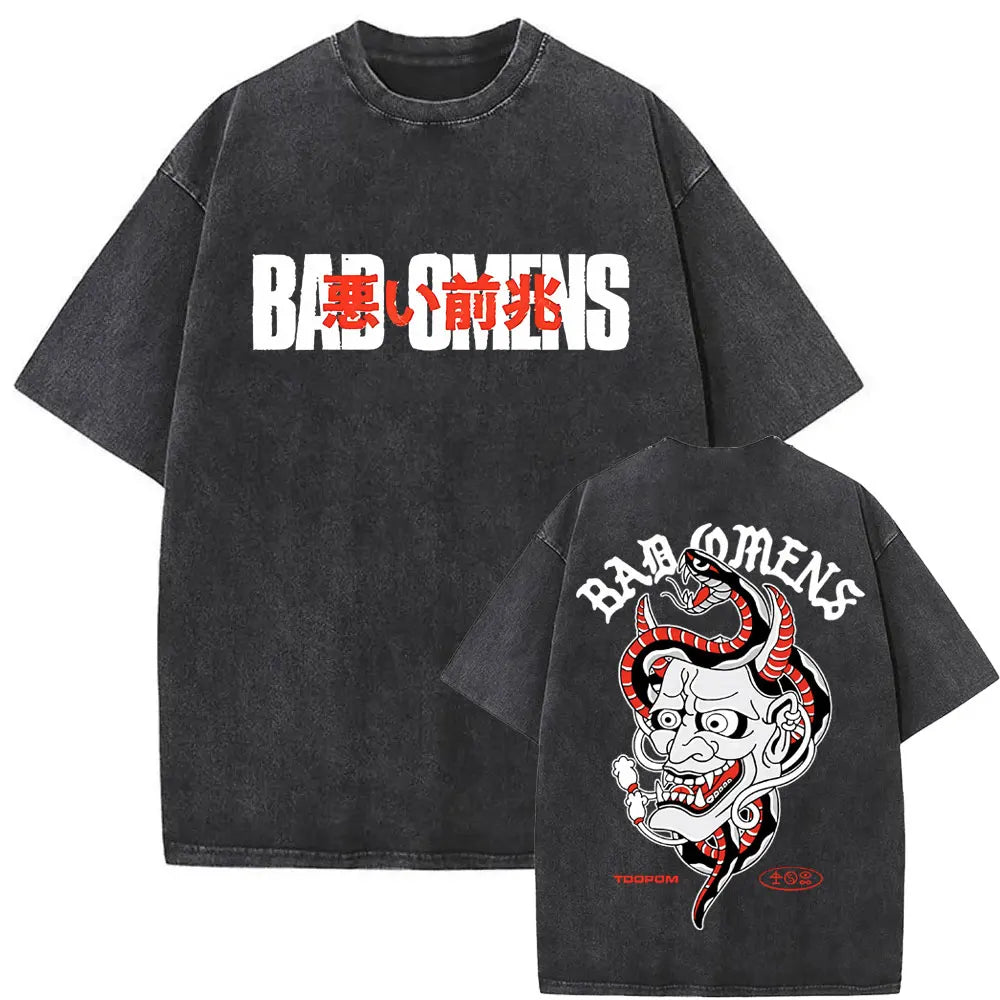 Washed Vintage Bad Omens Band Tshirt THE DEATH OF PEACE OF MIND T-shirts Men Women Oversized T Shirt Men's Rock Gothic T-shirt