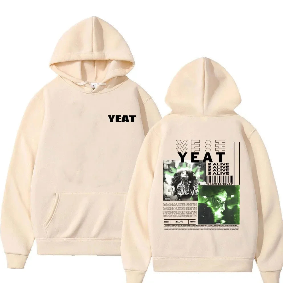 Rapper Yeat 2 Alive Music Album Graphic Hoodie Autumn Winter Men Women Hip Hop Oversized Sweatshirt Male Fashion Casual Hoodies