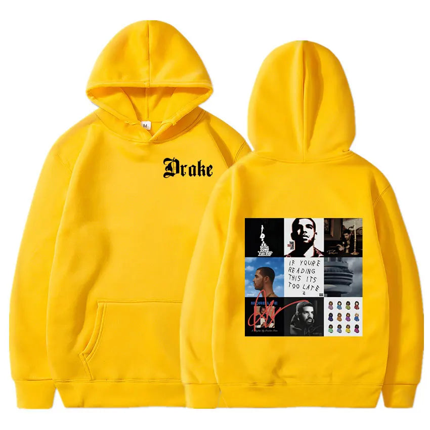 Rapper Drake Music Album Cover Graphic Hoodies Men's Fashion Hip Hop Vintage Sweatshirts Fleece Warm Oversized Hoodie Y2K Unisex