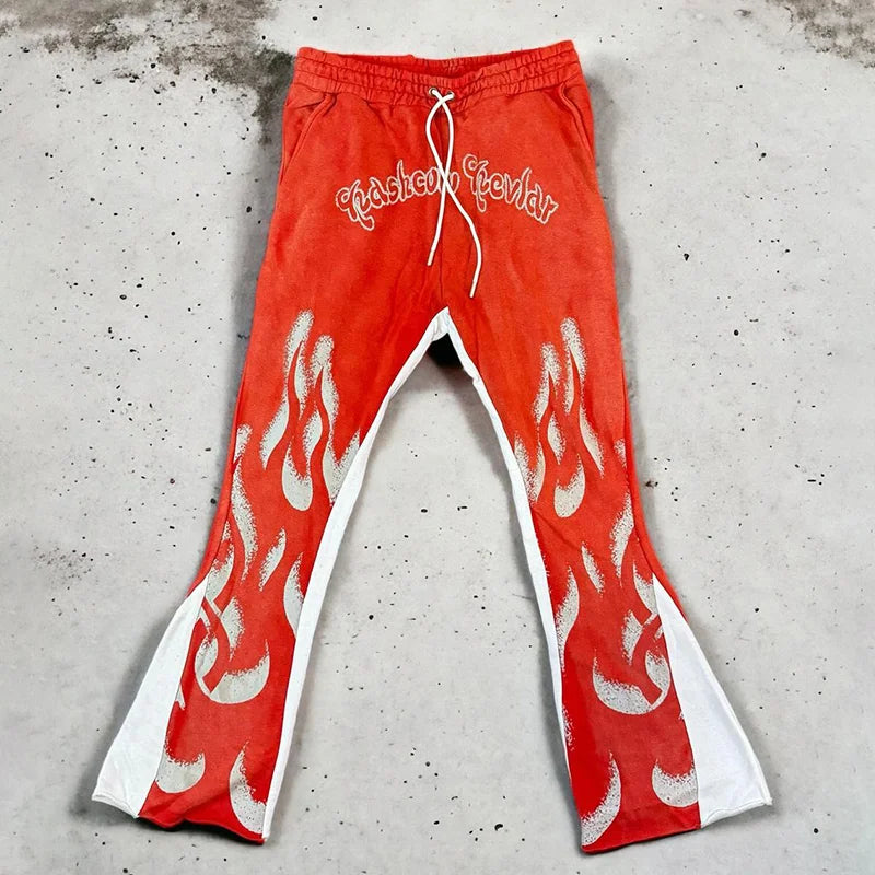 Y2k Pants Men Loose 3D Print Trousers Casual Sweatpants Mid Waist Sporty Female Clothes Streetwear Hip Hop Vintage Flared Pants