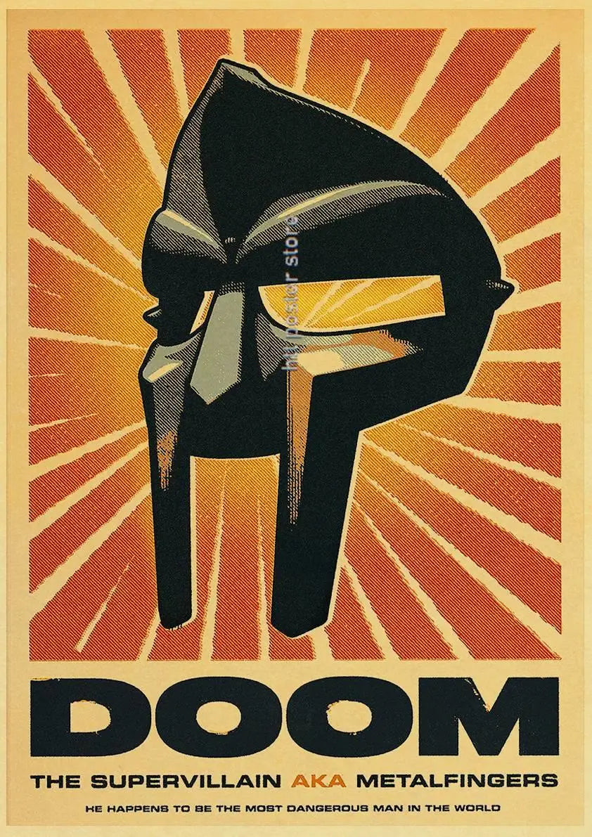 MF Doom Madlib Poster Retro Poster Painting Hip Hop Rap Music Album Star Picture Wall Art For Living Room Home Decor