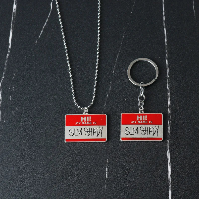 Hip Hop Rock Slim Shady Square Pendants Necklaces for Men Rapper Jewerly Fans Gift