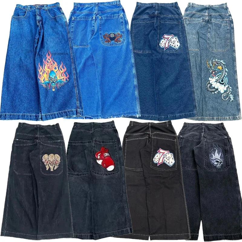 Y2K Jeans men vintage Embroidered Pattern American high quality Baggy jeans Hip Hop Harajuku streetwear men women wide leg jeans