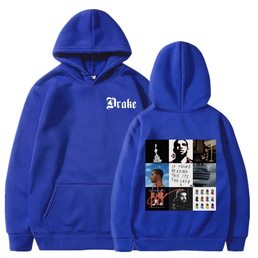 Rapper Drake Music Album Cover Graphic Hoodies Men's Fashion Hip Hop Vintage Sweatshirts Fleece Warm Oversized Hoodie Y2K Unisex