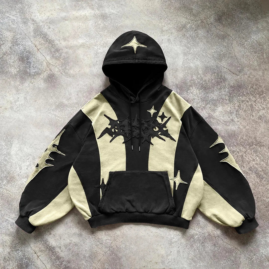 Y2K Embroidered Design Loose Zipper Men's Hoodie Geometric Pattern Women's Sportswear Gothic Street Wear Extra Large Casual Men