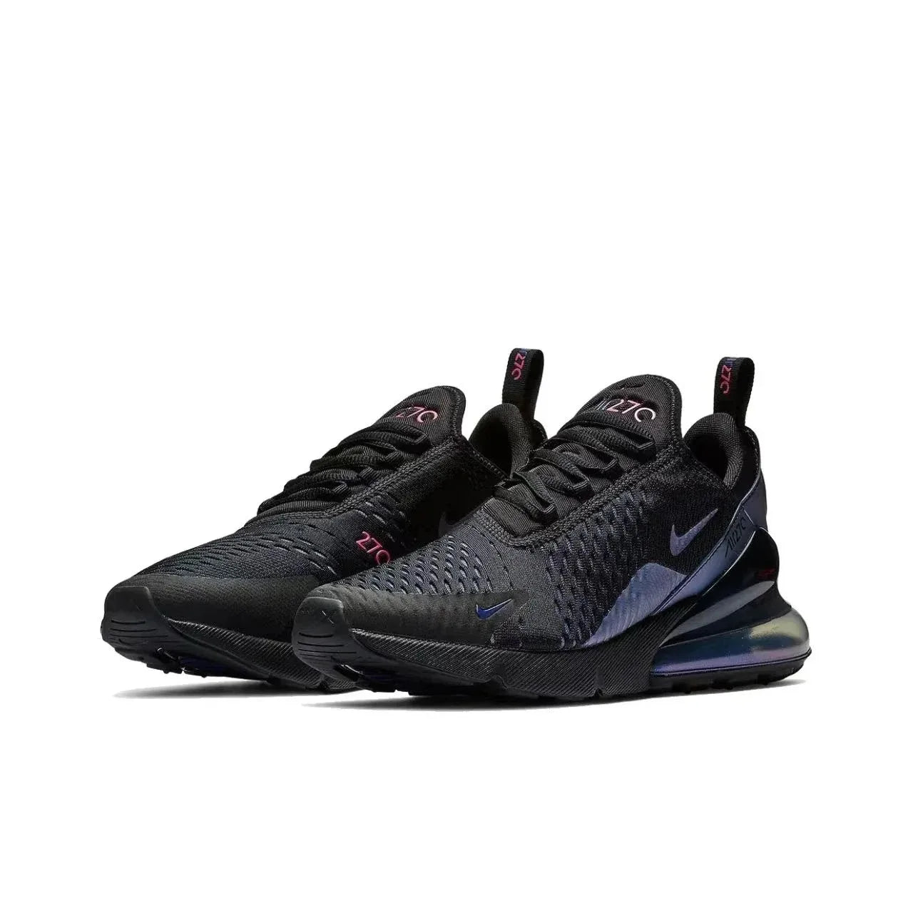 Nike Air Max 270 Mesh Shock Absorption Non-Slip Abrasion Resistant Low Top Air Cushion Running Shoes Unisex Black & White