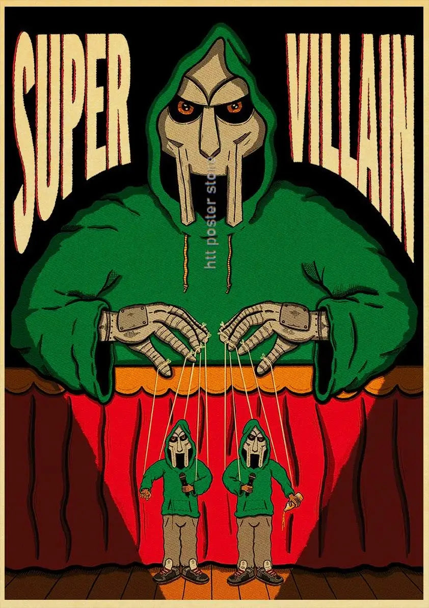 MF Doom Madlib Poster Retro Poster Painting Hip Hop Rap Music Album Star Picture Wall Art For Living Room Home Decor