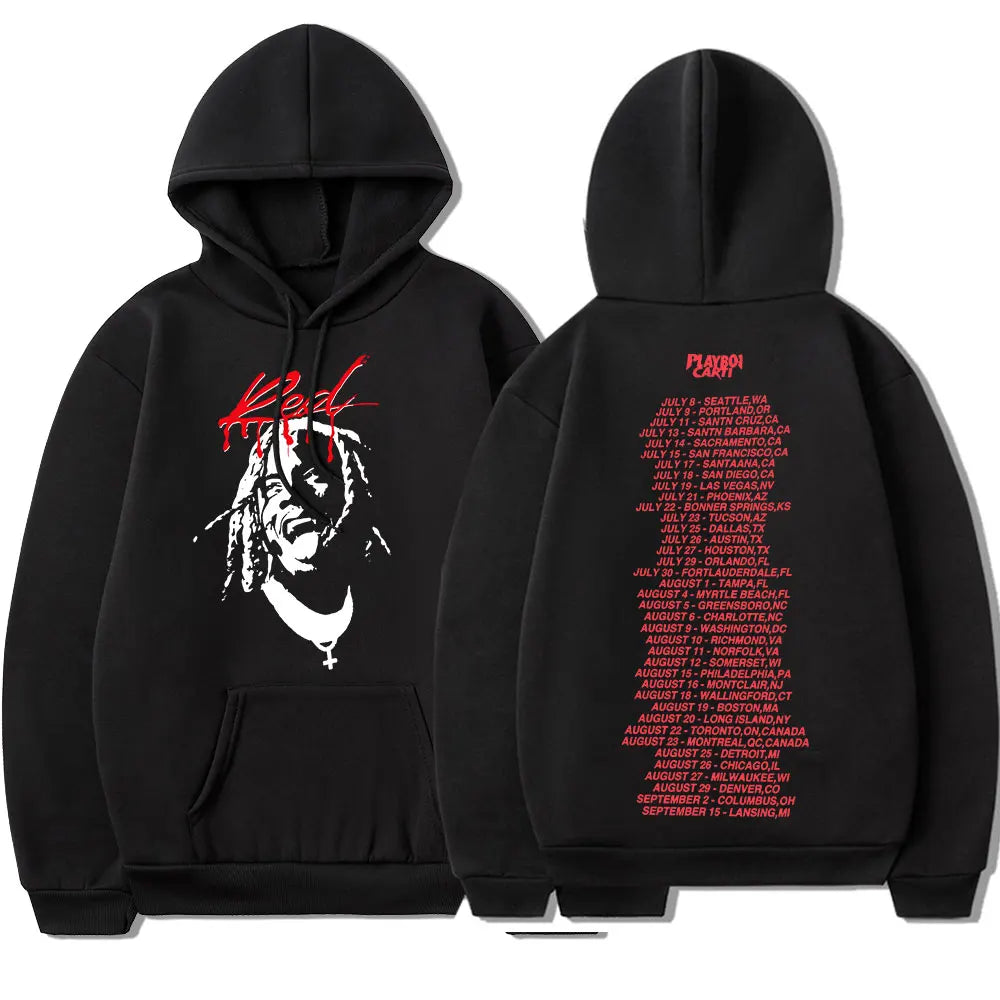 Playboi Carti Hoodie Whole Lotta Red Graphic Hooded Sweatshirt Vintage Hip Hop Long Sleeve Fleece Hoodies Harajuku Streetwear