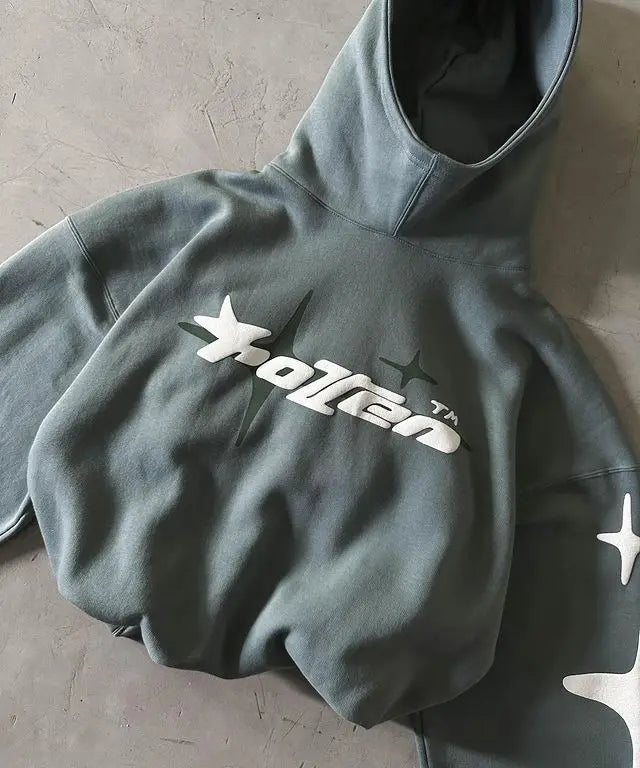 American Couple Foam Hoodie 2024 New Men's and Women's Four Seasons Loose Plus Size Retro Street Y2K Clothes streetwear