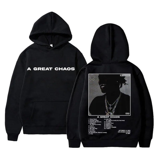 Rapper Ken Carson A Great Chaos Print Hoodie Men Hip Hop Fashion Sweatshirt Male Casual Oversized Hoodies Rap Vintage Streetwear