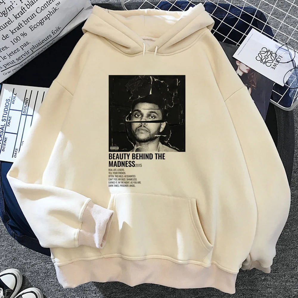 the Weeknd hoodies women vintage Fleece Hood sweatshirts women japanese Pullover