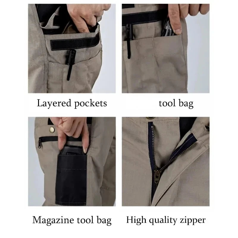 Wear Resistant Work Pant Man Multi-pocket Straight Cargo Trousers Outdoor Jogging Tactical Pants Spring Autumn Casual Trousers